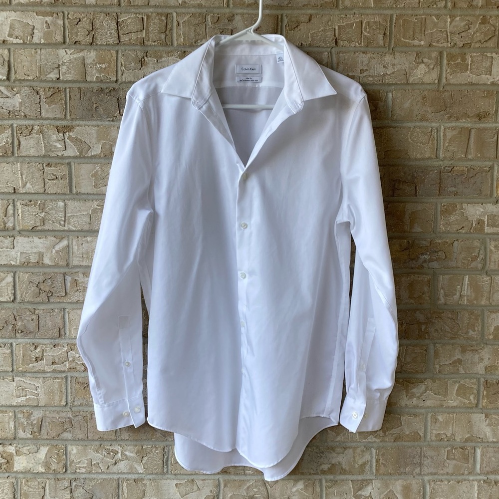 Calvin Klein Slim Fit Performance Non-Iron White Dress Shirt Size 15 1/я»2 🌺
